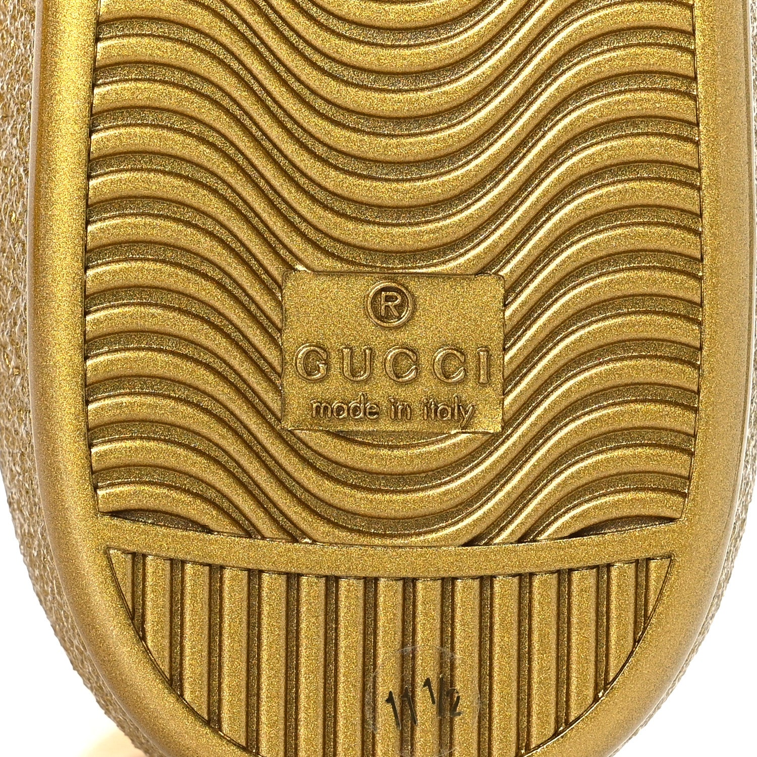 Gucci Metallic Nappa Interlocking G Perforated Mens Ace Sneakers 11.5 Oro Vecchio 8 of 13
