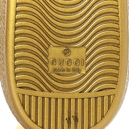 Gucci Metallic Nappa Interlocking G Perforated Mens Ace Sneakers 11.5 Oro Vecchio 8 of 13