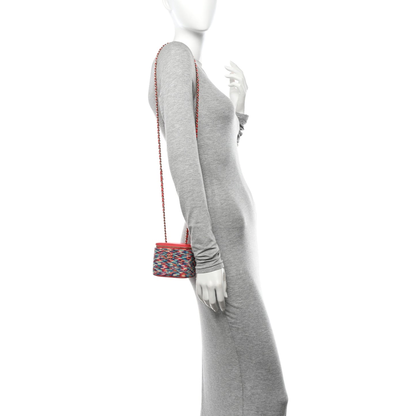 Embroidered Thread Mini Vanity With Chain Multicolor