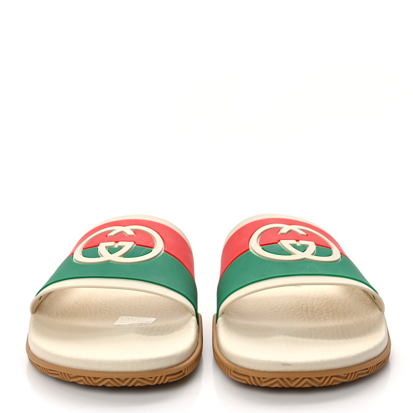 Rubber Web Womens Interlocking G Slide Sandals 41 Mystic White Green Red