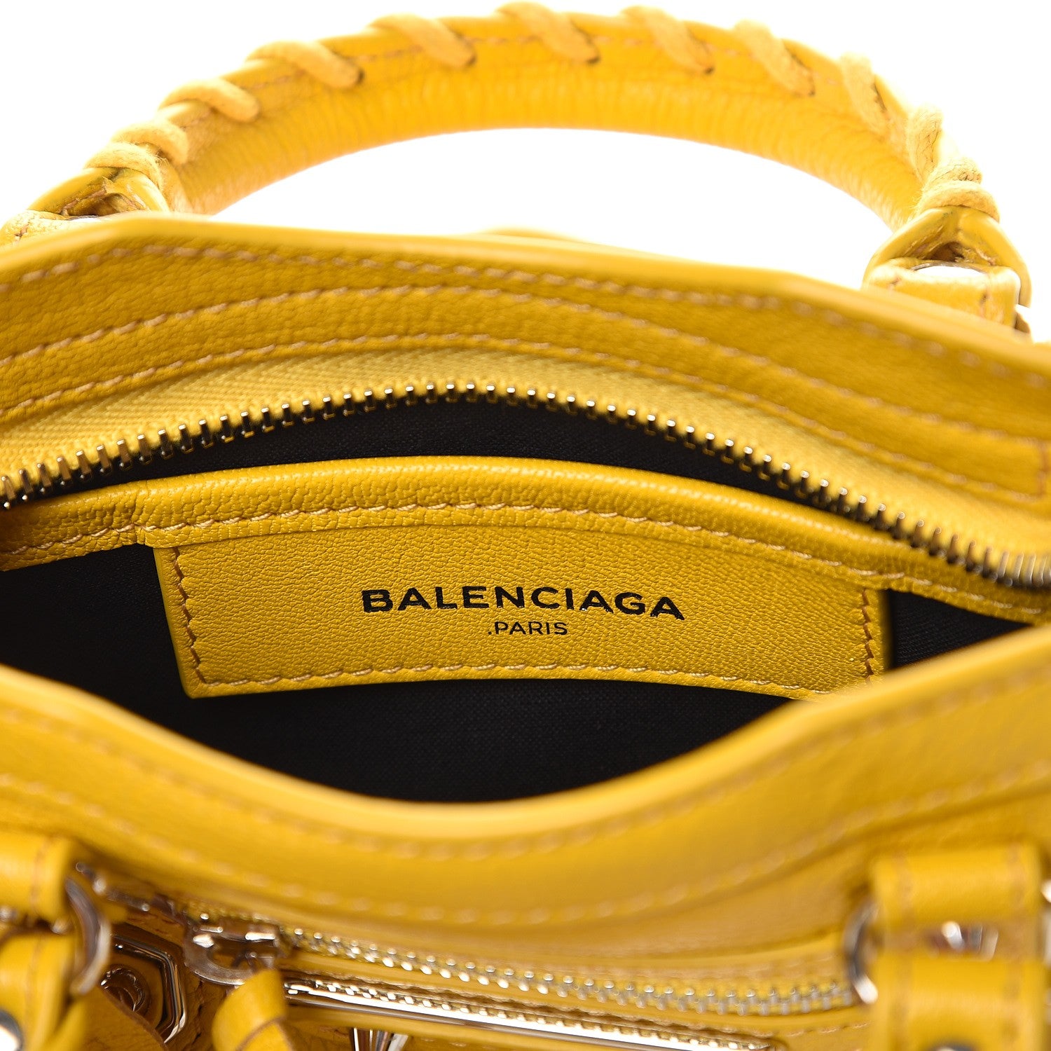 Balenciaga Chevre Silver Metallic Edge Hardware Nano City Jaune Epi 7 of 8
