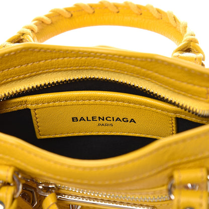 Balenciaga Chevre Silver Metallic Edge Hardware Nano City Jaune Epi 7 of 8