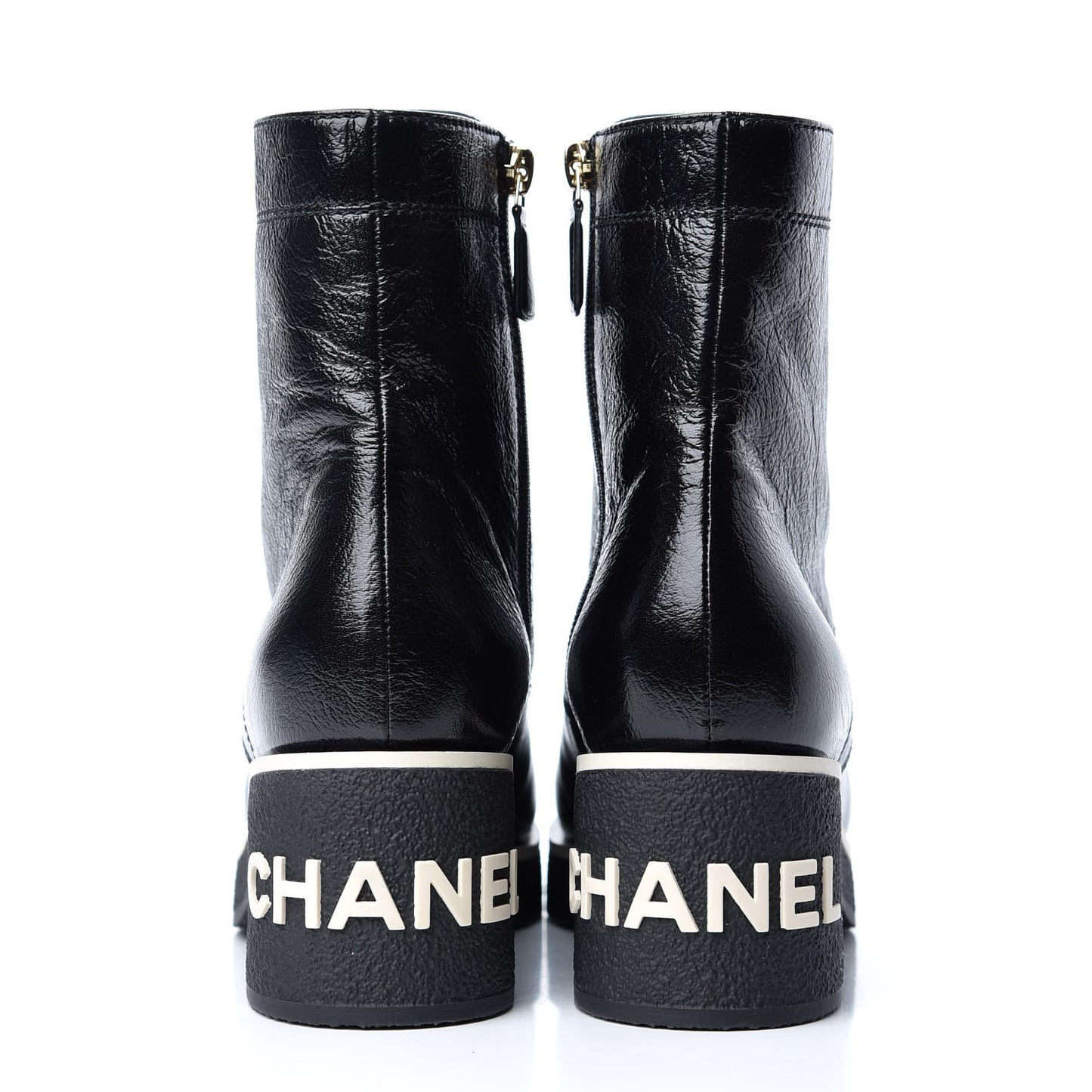 Shiny Crumpled Lambskin Lace Up Boots 39 Black