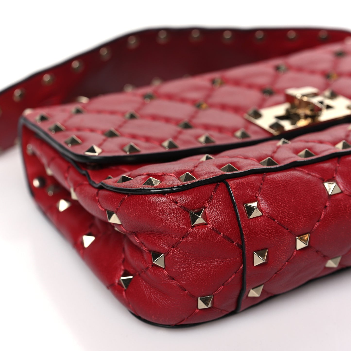 Nappa Small Rockstud Spike Shoulder Bag Rosso Valentino