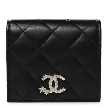 Chanel Lambskin Quilted Crystal Star CC Compact Bifold Wallet Black 1 of 9