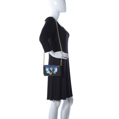 Louis Vuitton Epi Sequin Bird Twist Chain Wallet PM Black 2 of 9