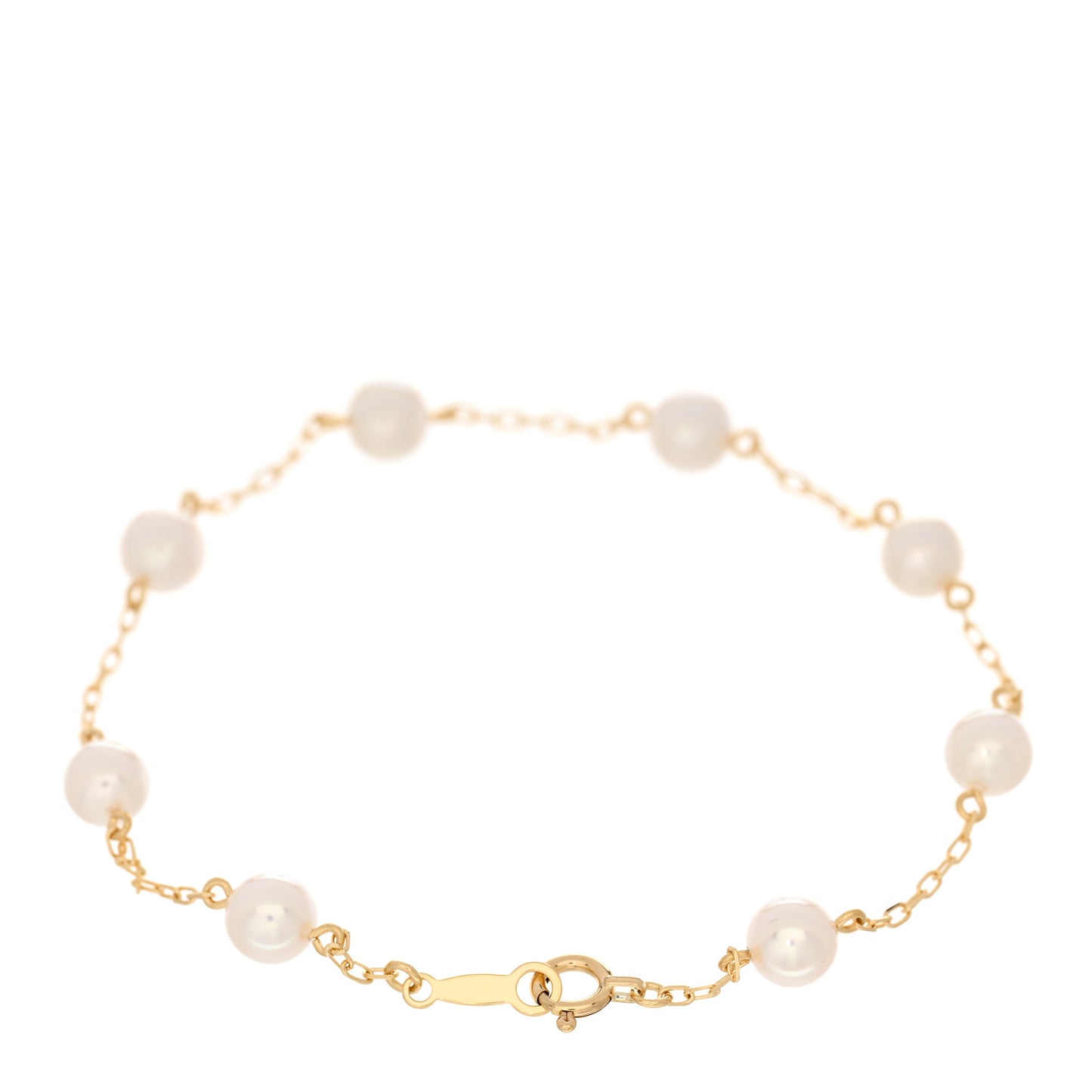 18K Yellow Gold Akoya Pearl 5mm Station Bracelet