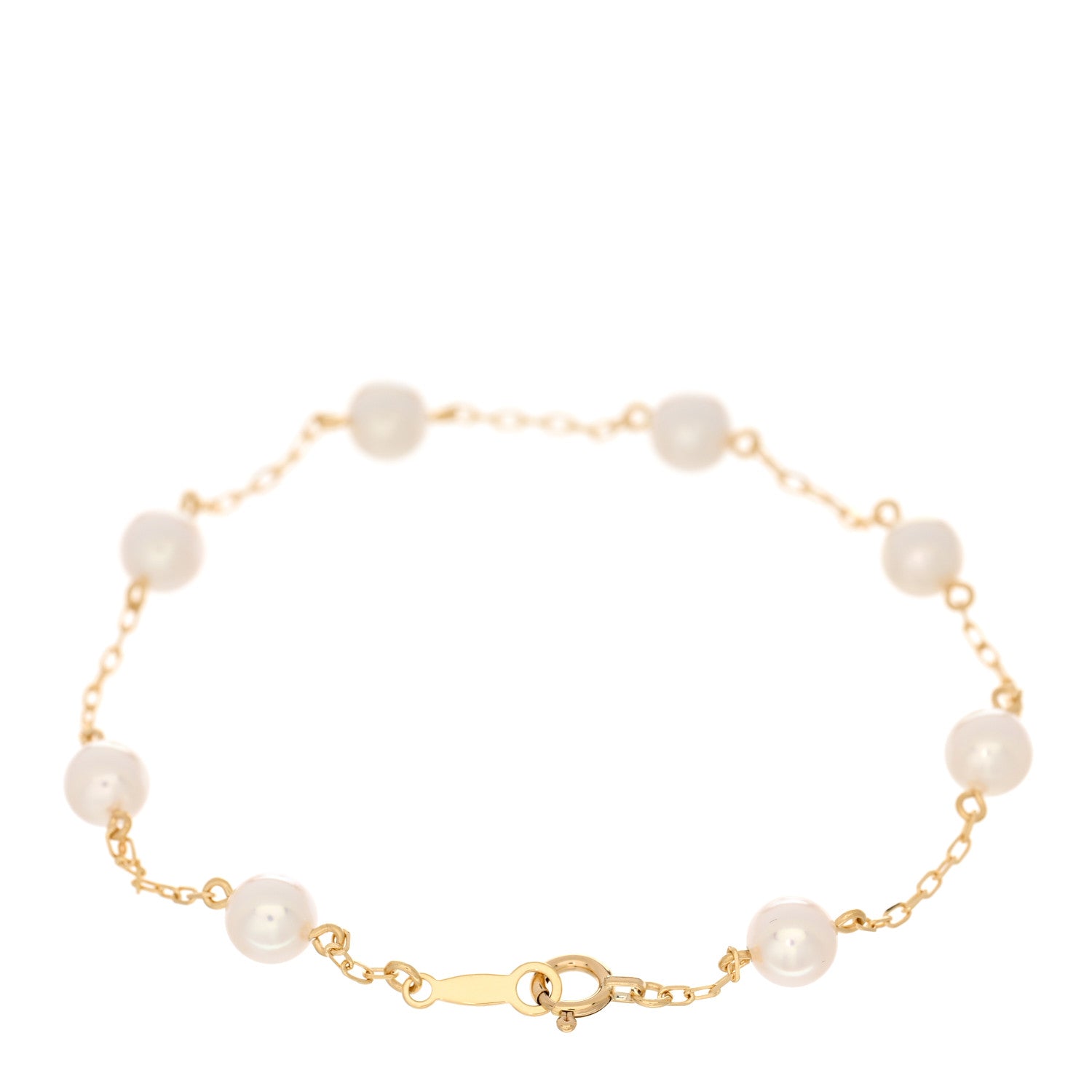 Mikimoto 18K Yellow Gold Akoya Pearl 5mm Station Bracelet 2 of 4