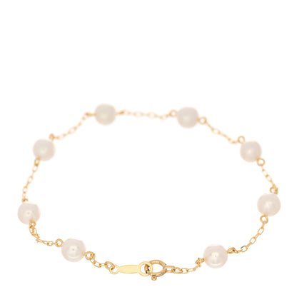 Mikimoto 18K Yellow Gold Akoya Pearl 5mm Station Bracelet 2 of 4