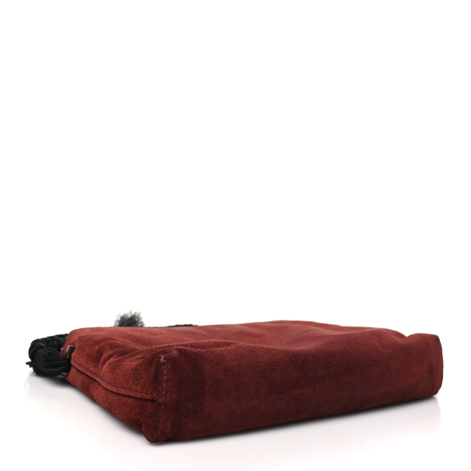 The Row Suede Pony Hair Tassel Wristlet Pouch Burgundy 4 of 10