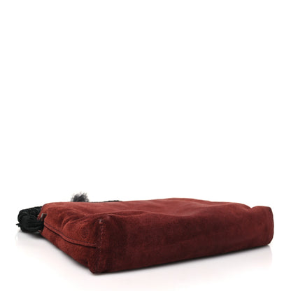 The Row Suede Pony Hair Tassel Wristlet Pouch Burgundy 4 of 10