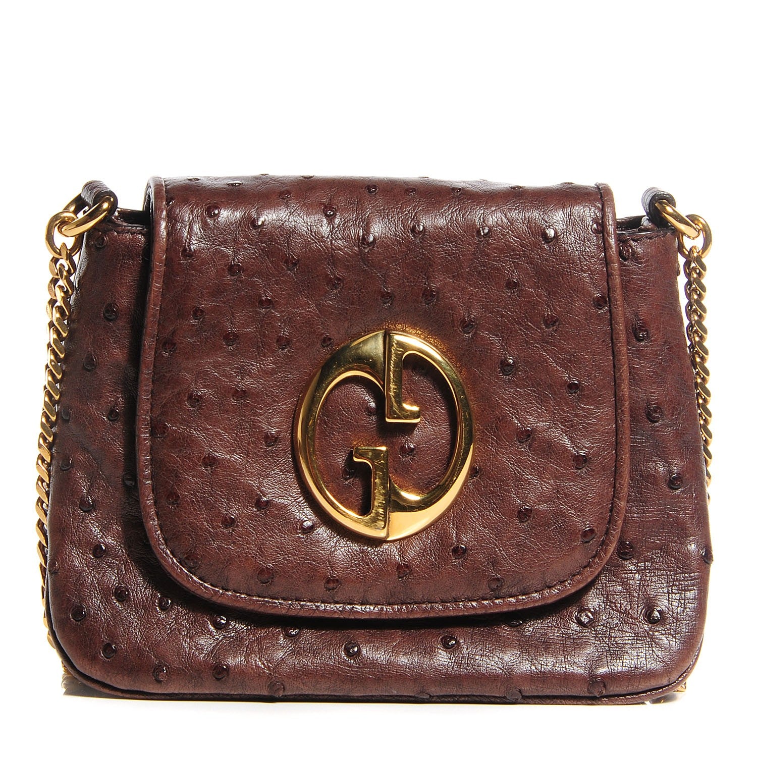 Gucci Ostrich Small 1973 Chain Shoulder Bag 1 of 8