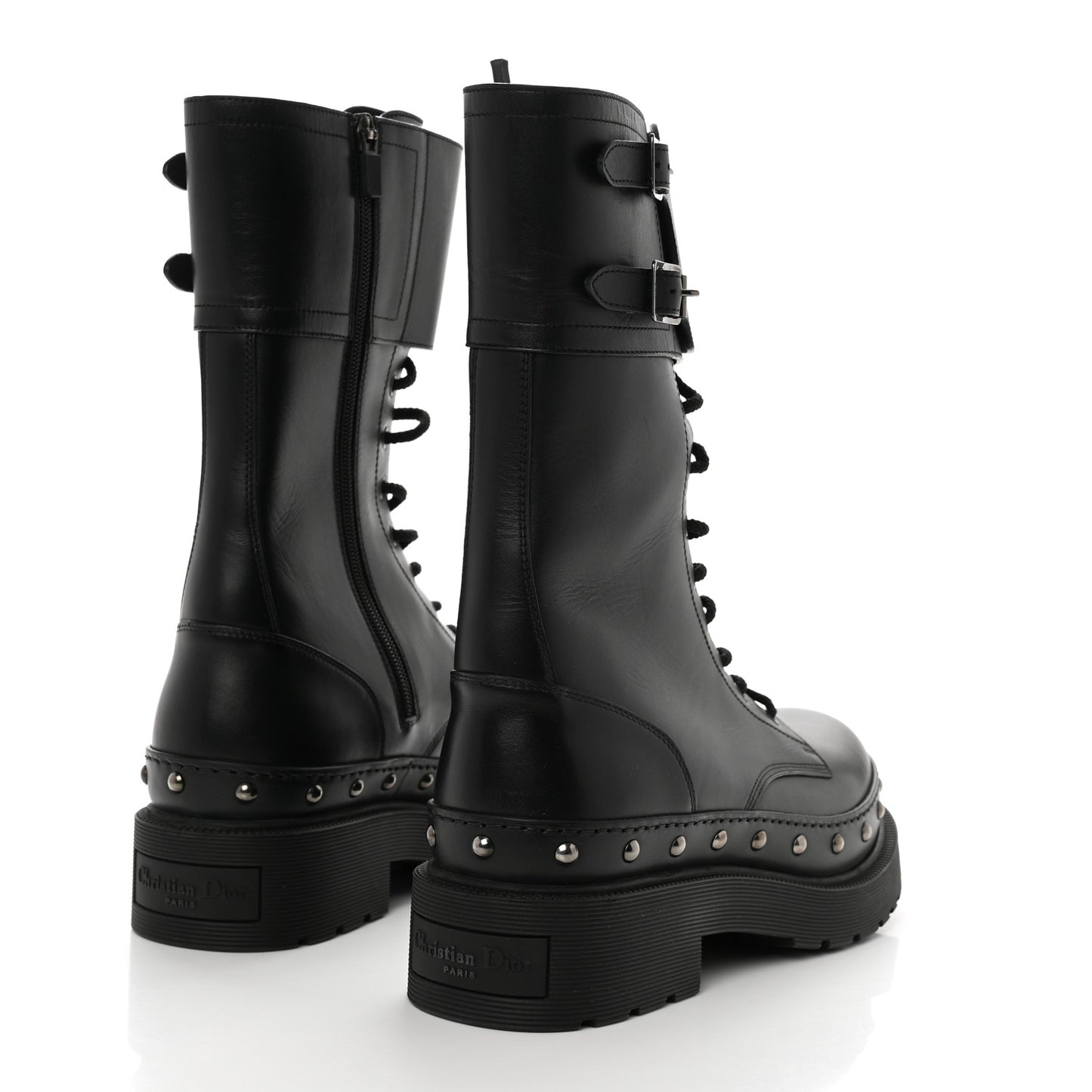 Calfskin Diorquake 25mm Combat Boots 41 Black