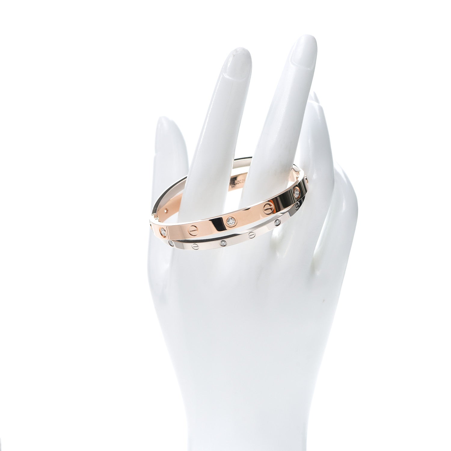 Cartier 18K Pink White Gold 12 Diamond Double LOVE Bracelet 16 2 of 5
