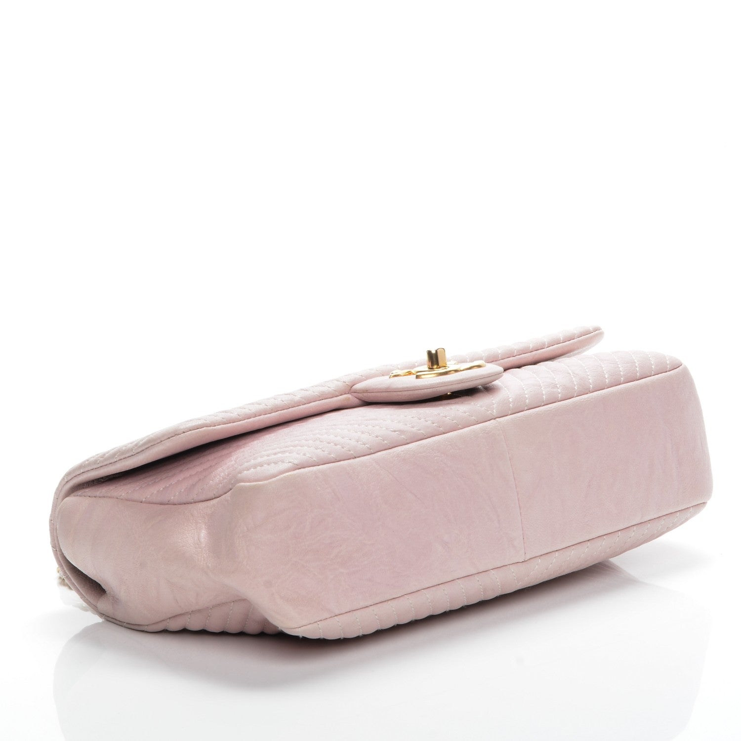 Chanel Wrinkled Lambskin Chevron Quilted Medium Flap Light Pink 4 of 7