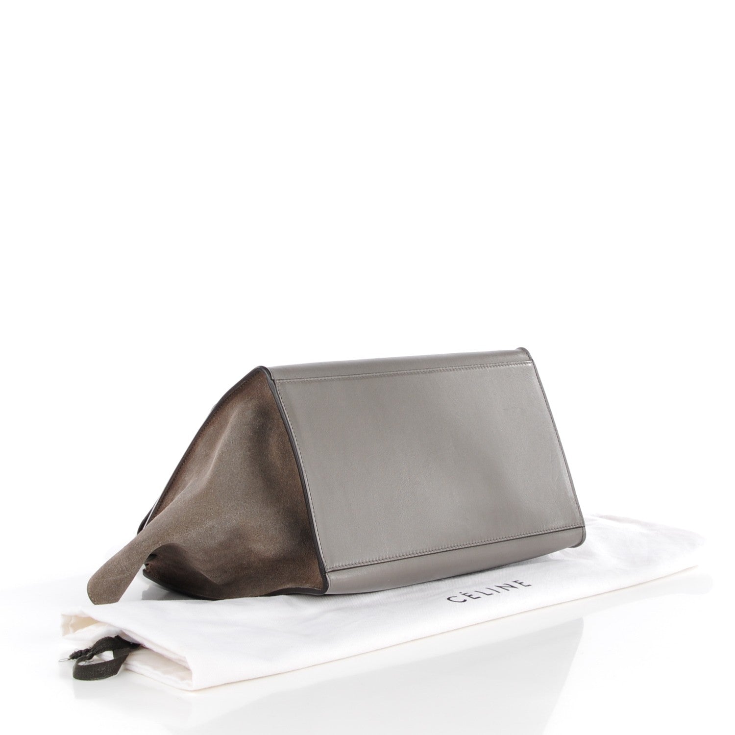 Celine Crocodile Embossed Nubuck Medium Trapeze Grey 4 of 9