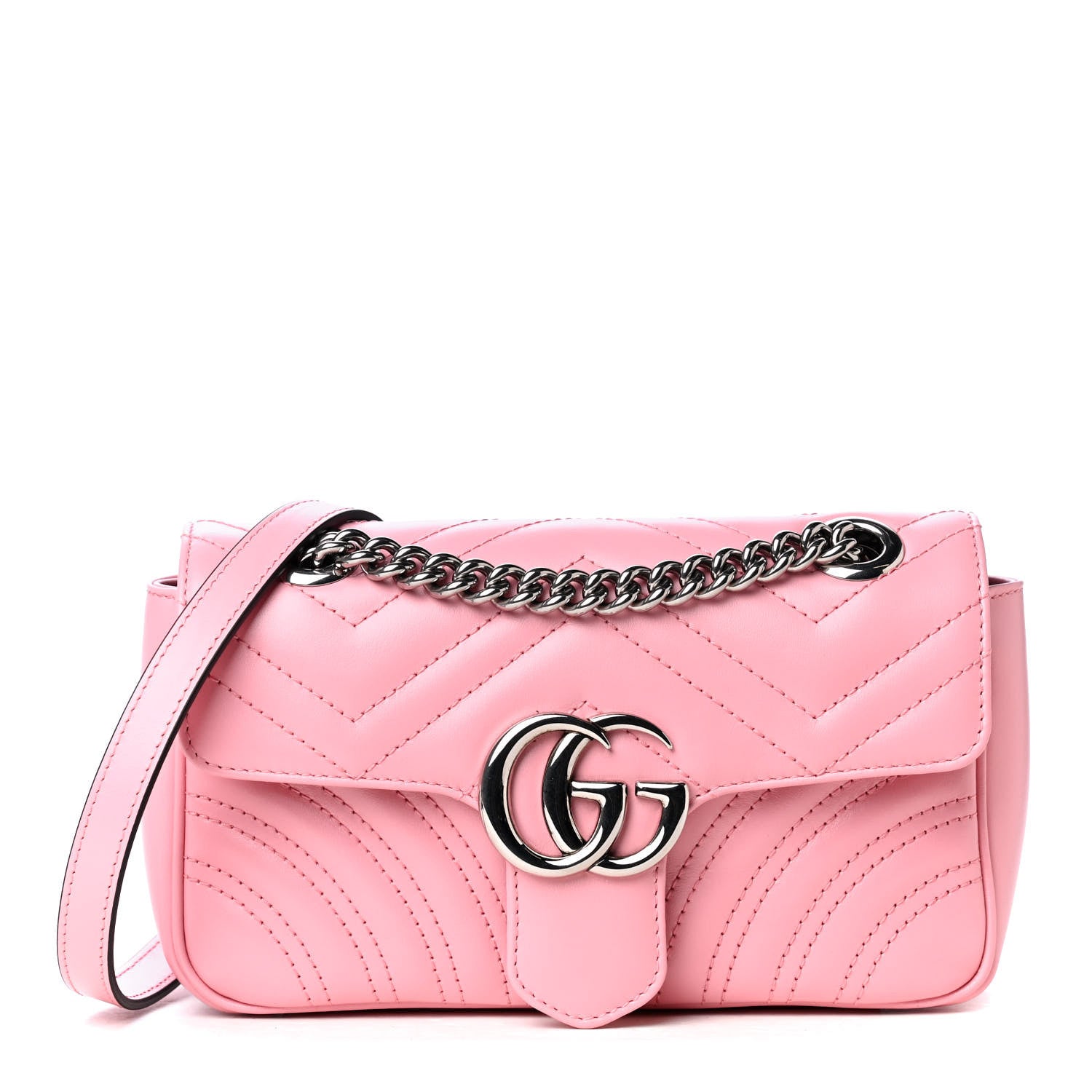 Gucci Calfskin Matelasse Mini GG Marmont Shoulder Bag Wild Rose 1 of 5
