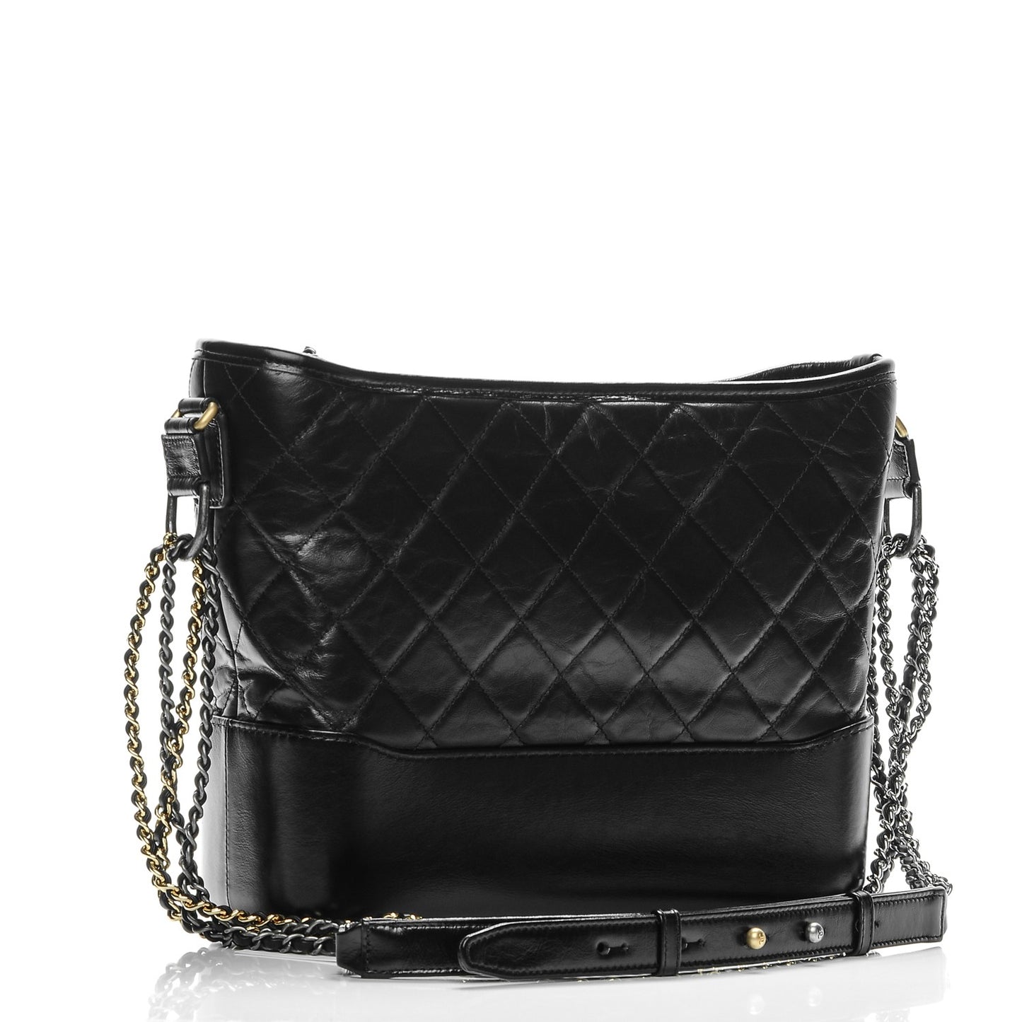 Aged Calfskin Quilted Medium Gabrielle Hobo Black
