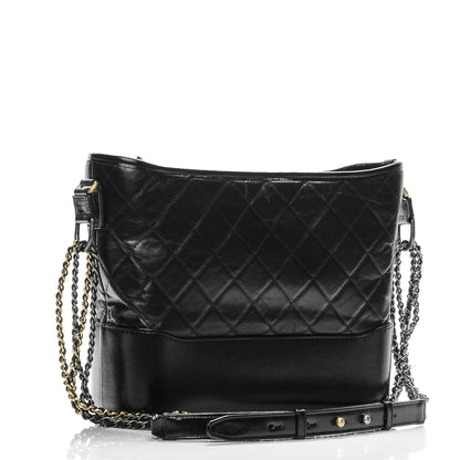 Chanel Aged Calfskin Quilted Medium Gabrielle Hobo Black 3 of 8