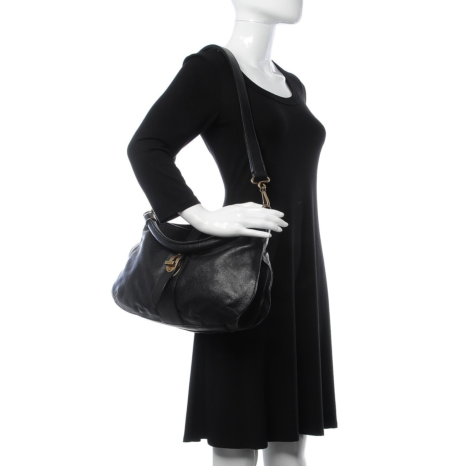 Burberry Grainy Calfskin Medium Creighton Hobo Black 2 of 11
