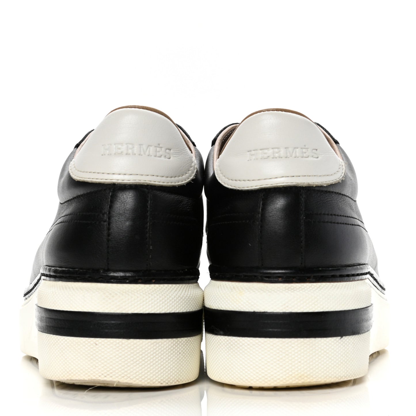 Calfskin Womens Polo Sneakers 40.5 Black White