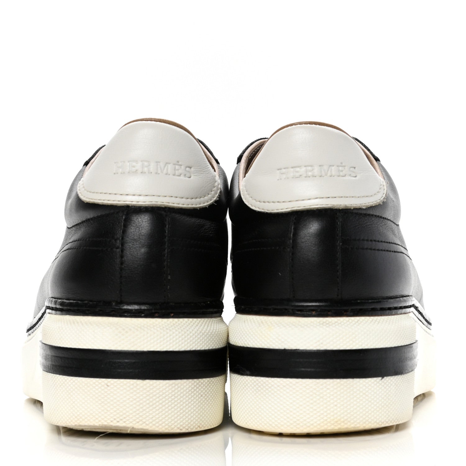 Hermes Calfskin Womens Polo Sneakers 40.5 Black White 6 of 9
