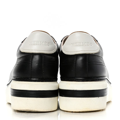 Hermes Calfskin Womens Polo Sneakers 40.5 Black White 6 of 9