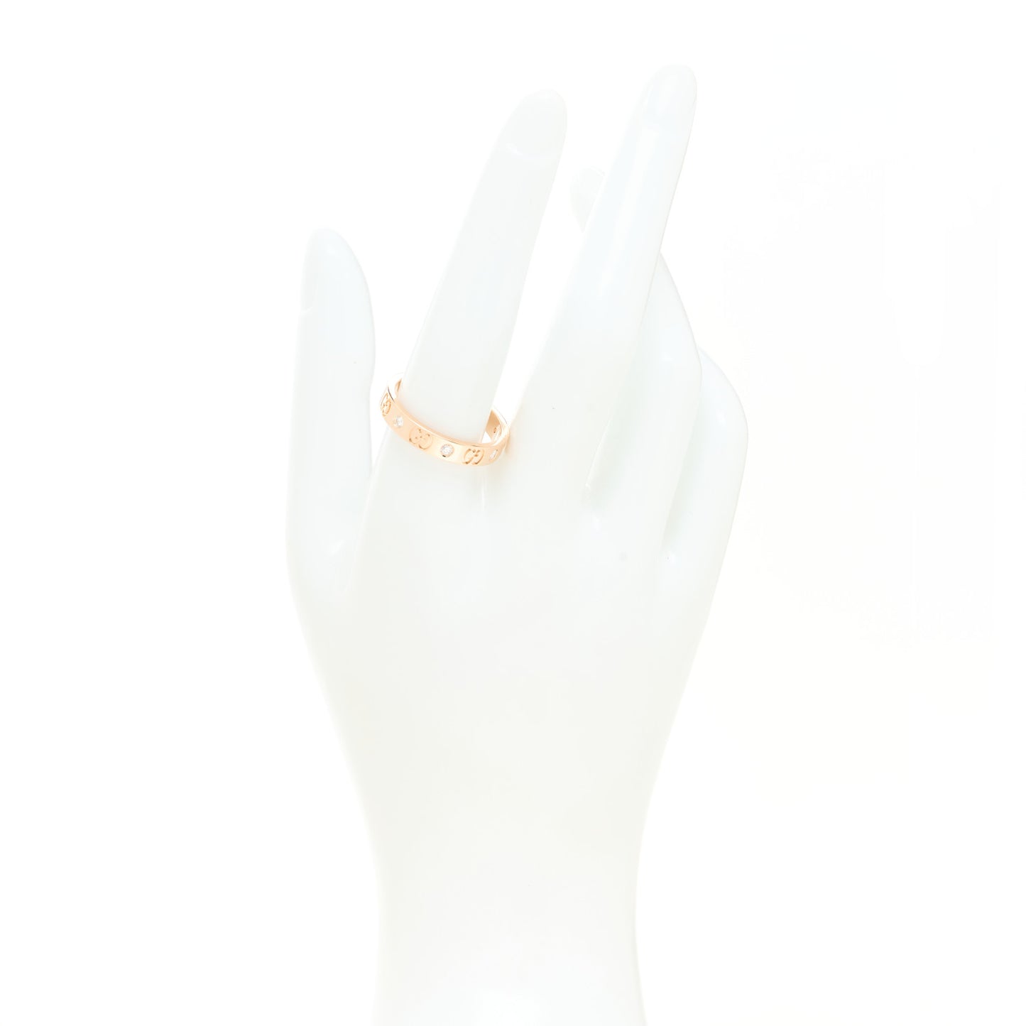 18K Rose Gold Diamond Icon Band Ring 61 9.5