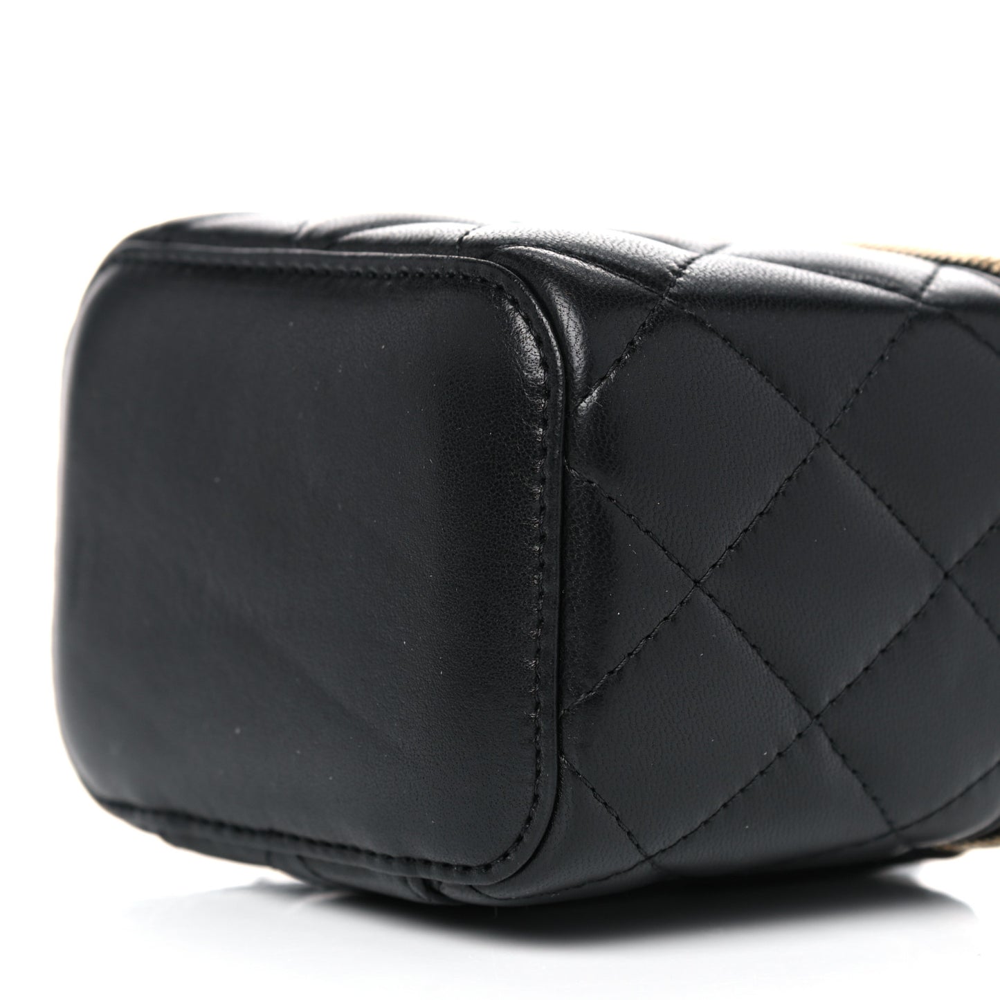 Lambskin Quilted Mini Vanity Case With Chain Black