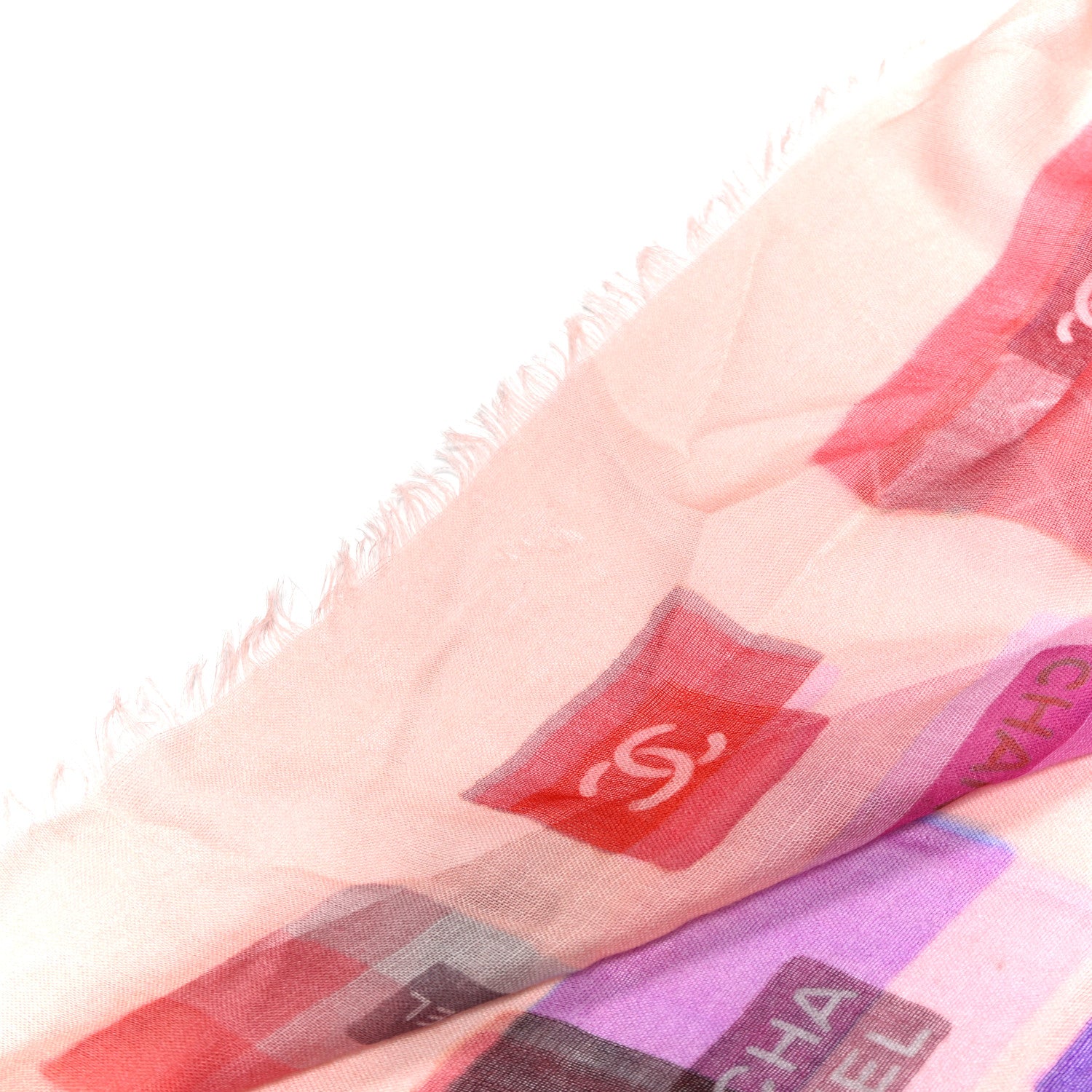 Chanel Cashmere Silk CC Logo Scarf Light Pink Pink Coral 4 of 5