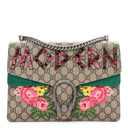 Gucci GG Supreme Monogram Embroidered Medium Dionysus Shoulder Bag Emerald 1 of 10