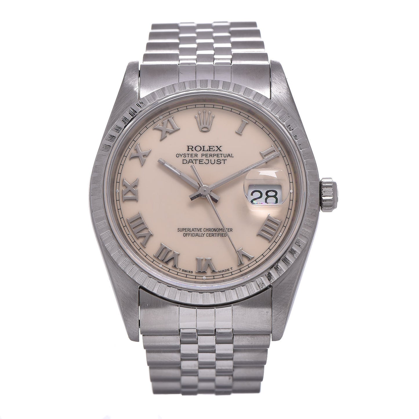 Stainless Steel 36mm Oyster Perpetual Datejust Watch White Roman 16220