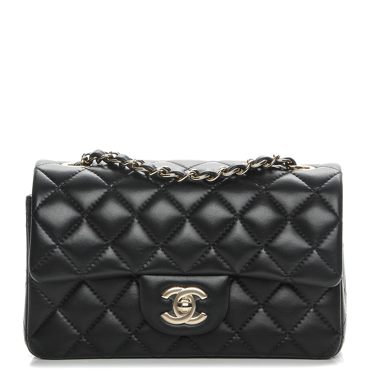 Lambskin Quilted Mini Rectangular Flap Black