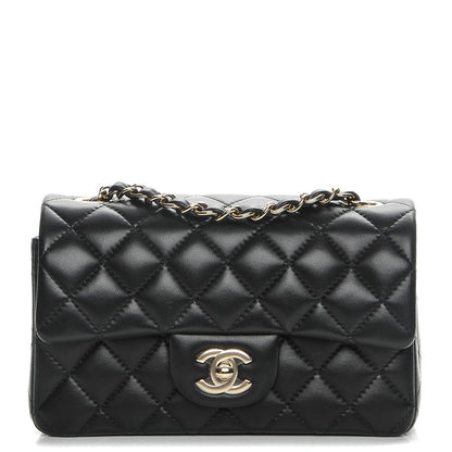 Chanel Lambskin Quilted Mini Rectangular Flap Black 1 of 8