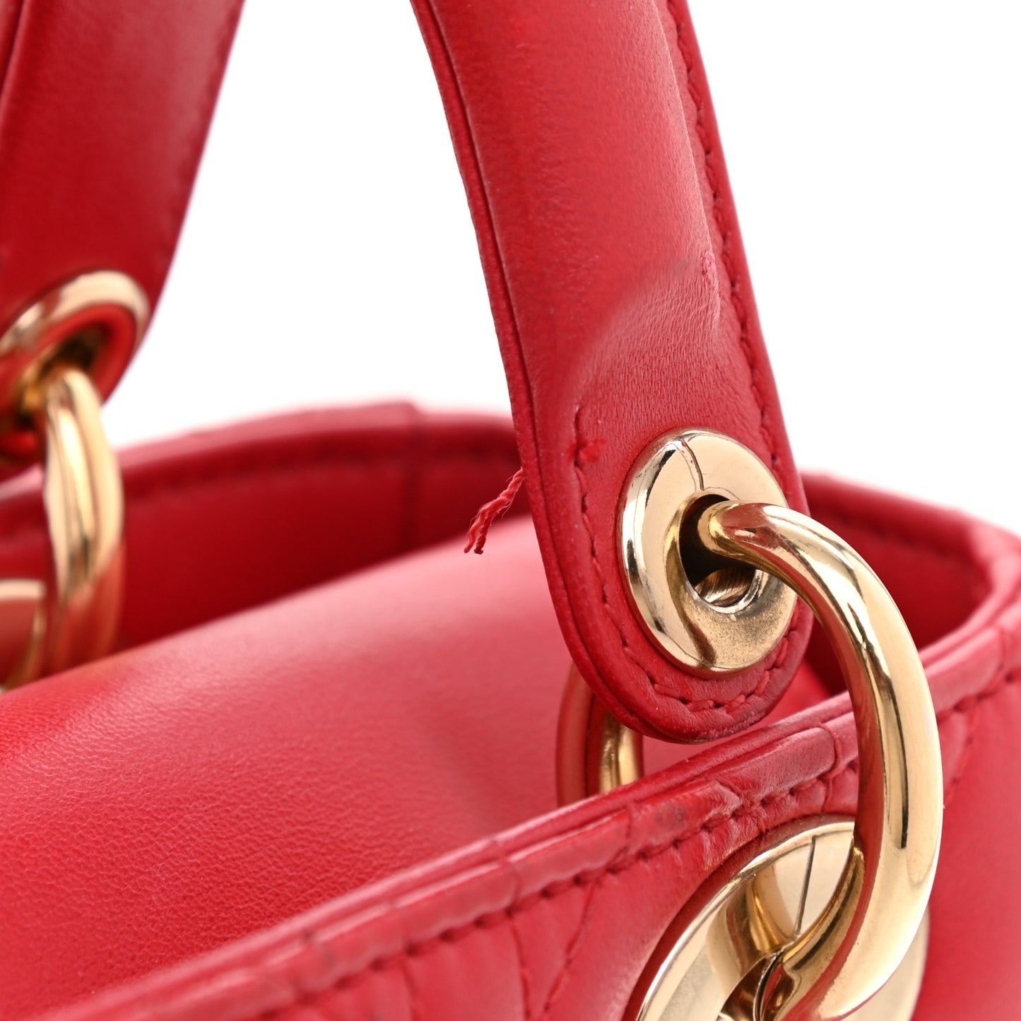 Lambskin Cannage Small Lucky Badges My Lady Dior Red