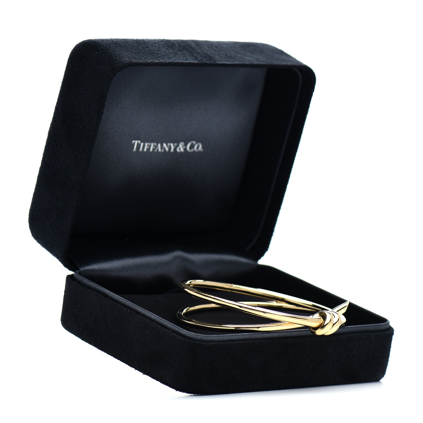 18K Yellow Gold Double Row Knot Hinged Bangle Bracelet
