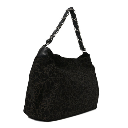 Chanel Suede Camellia Hobo Bag Black 4 of 19