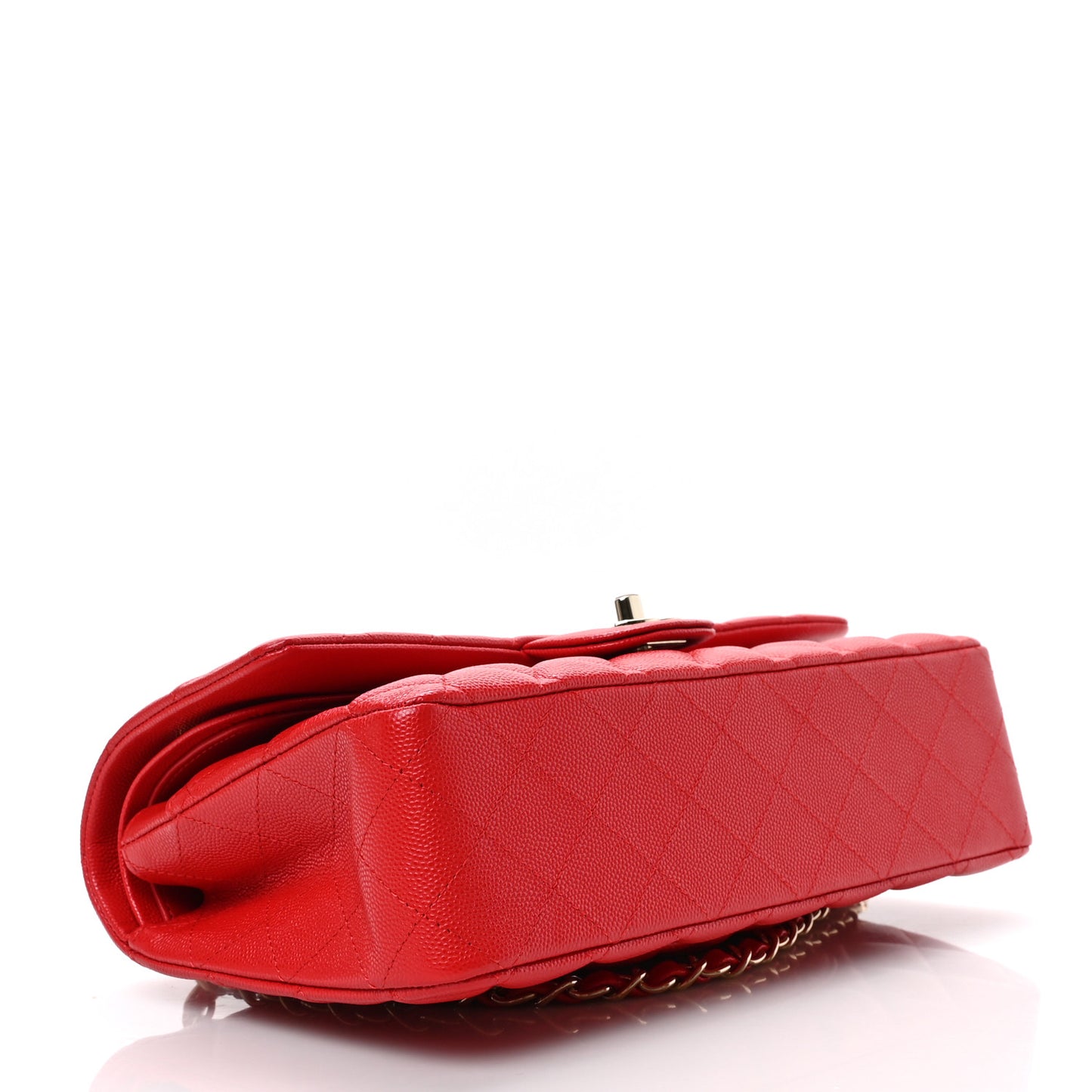 Caviar Quilted Medium Double Flap Red