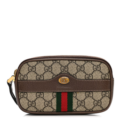 Gucci GG Supreme Monogram Ophidia Phone Case Wristlet Brown 1 of 9