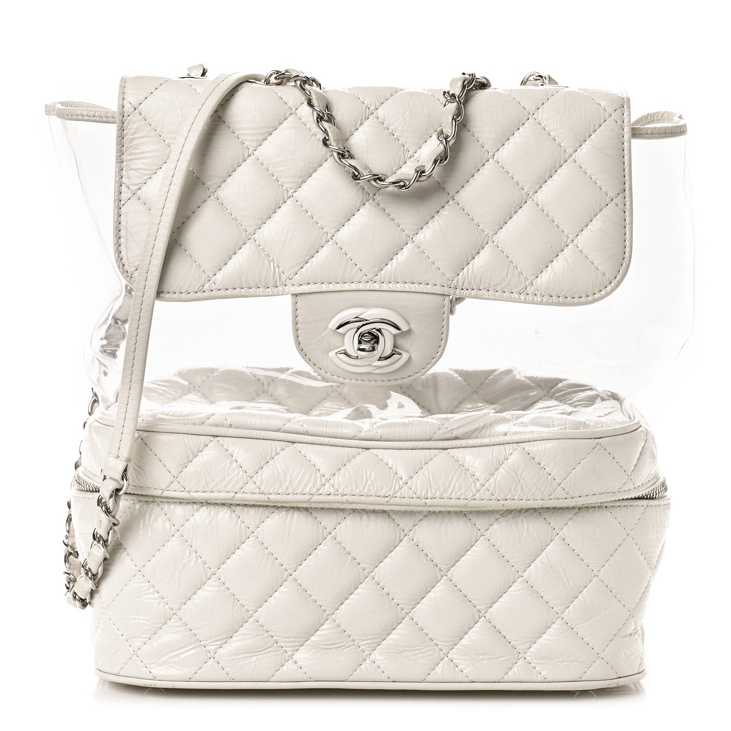 Chanel Crumpled Calfskin PVC Quilted Backpack White 1 of 17