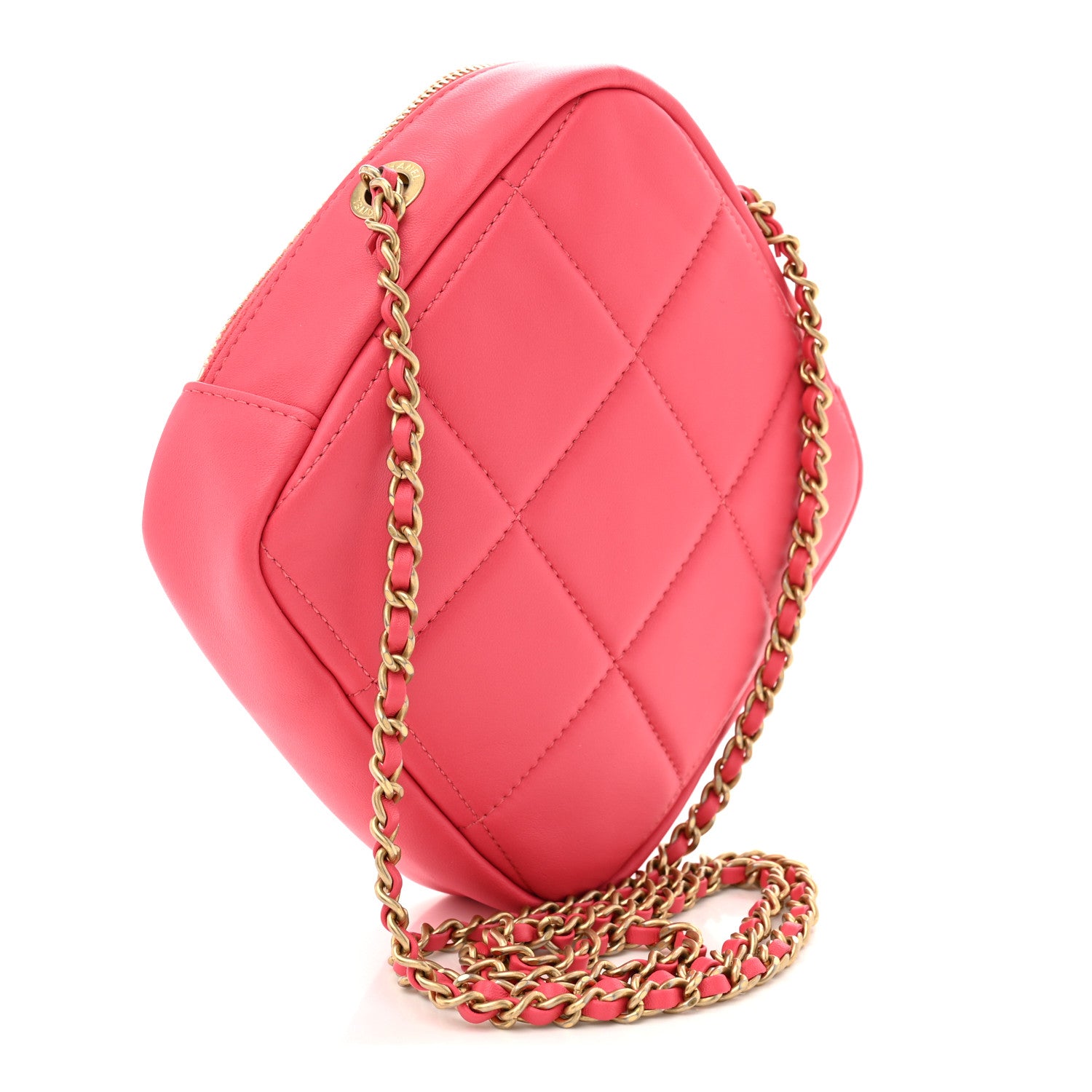 Chanel Lambskin Quilted Diamond Clutch With Chain Pink 3 of 10