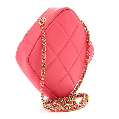 Chanel Lambskin Quilted Diamond Clutch With Chain Pink 3 of 10