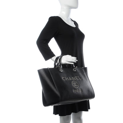 Chanel Caviar Large Studded Deauville Tote Black 3 of 8
