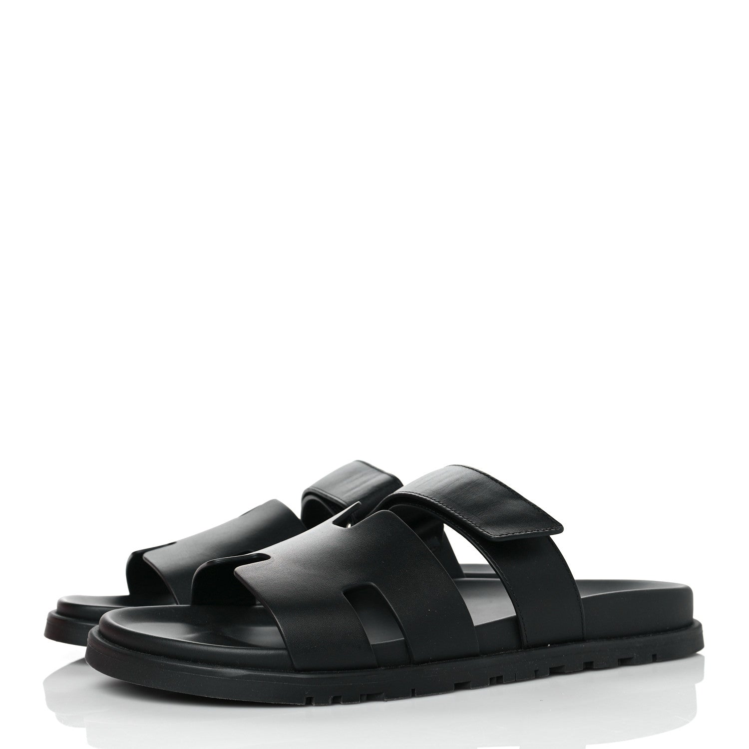 Hermes Calfskin Mens Chypre Sandals 43 Black 3 of 9