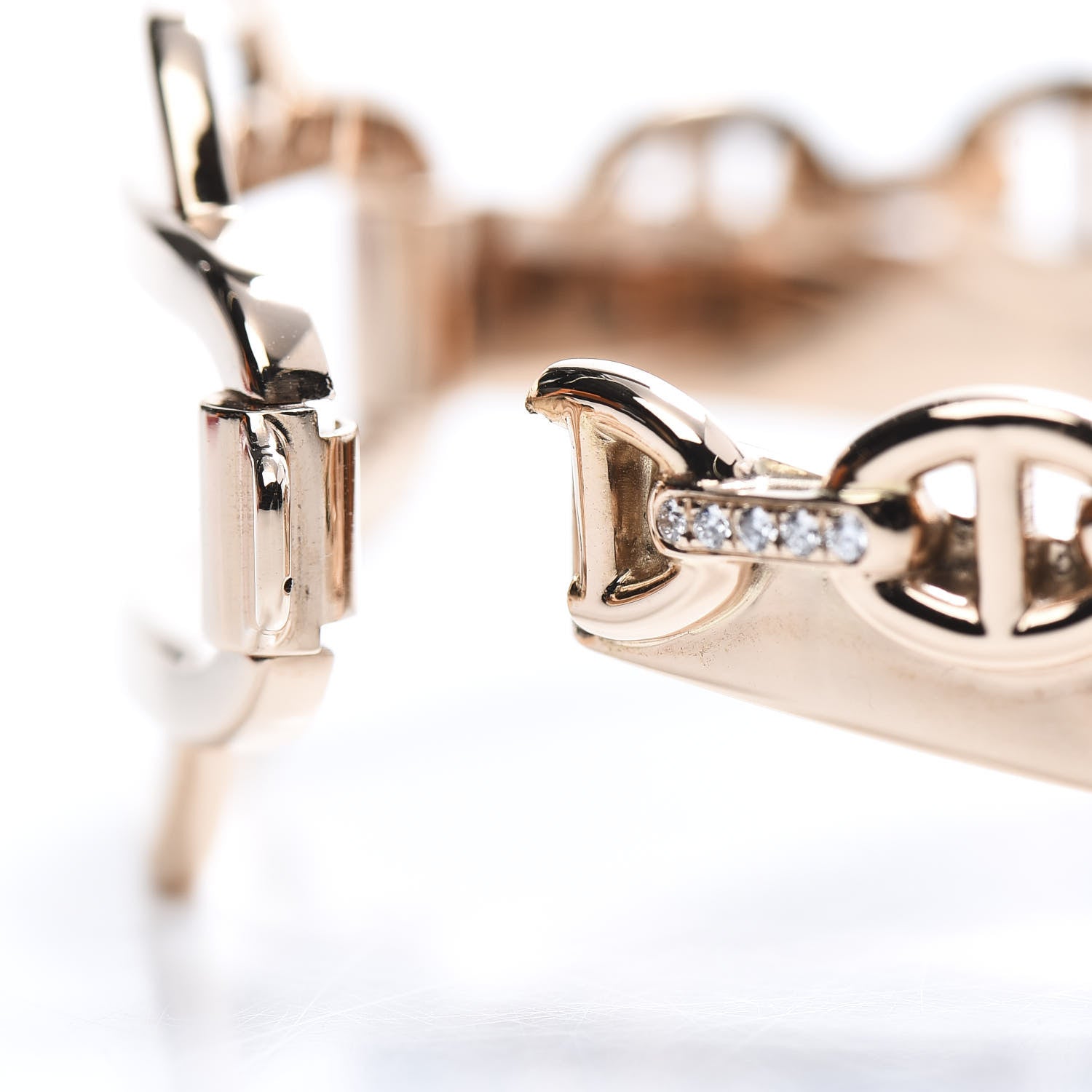 Hermes 18K Rose Gold Diamond PM Kelly Double Tour Bracelet SH 6 of 7