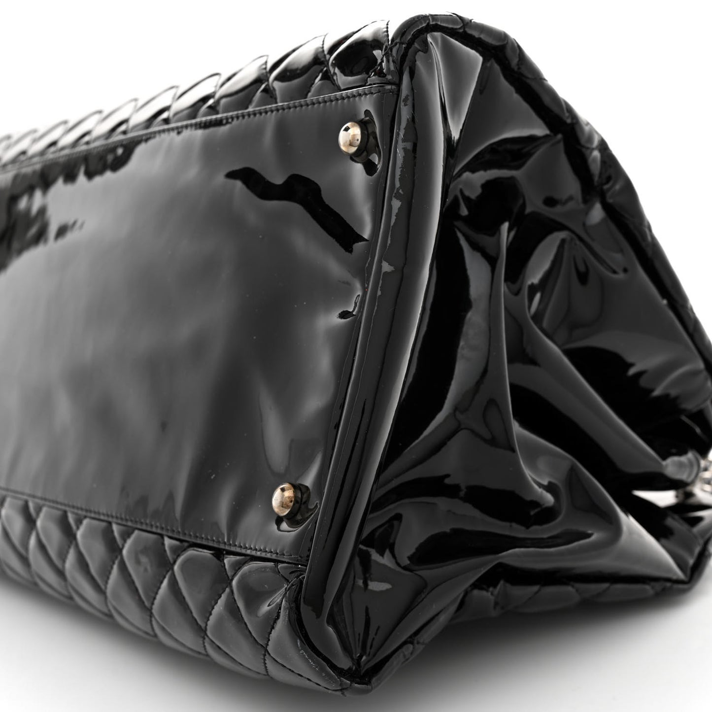 Patent Quilted Maxi Just Mademoiselle Bowling Bag Black