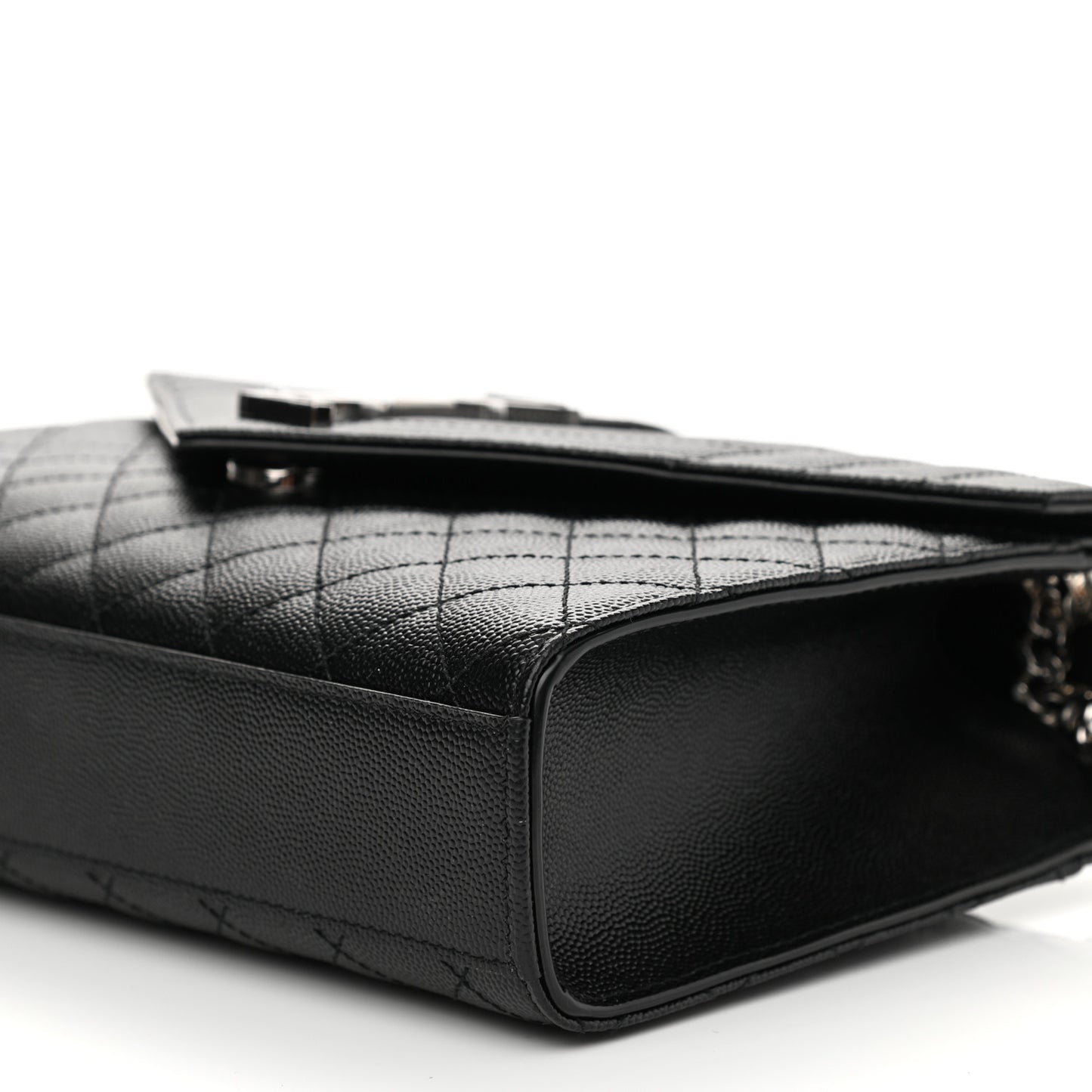 Grain De Poudre Textured Mixed Matelasse Triquilt Medium Monogram Satchel Black