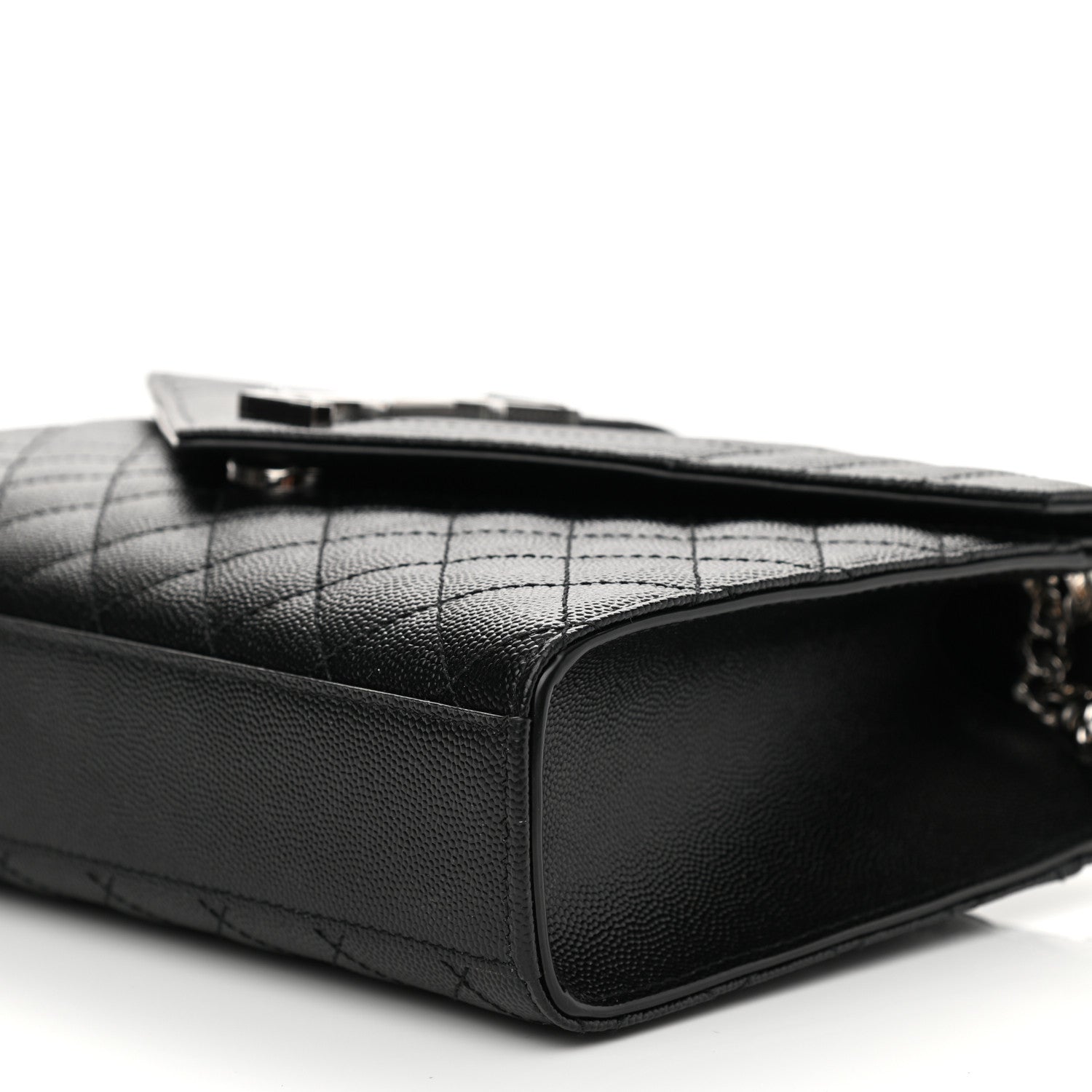 Saint Laurent Grain De Poudre Textured Mixed Matelasse Triquilt Medium Monogram Satchel Black 7 of 7