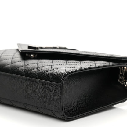 Saint Laurent Grain De Poudre Textured Mixed Matelasse Triquilt Medium Monogram Satchel Black 7 of 7