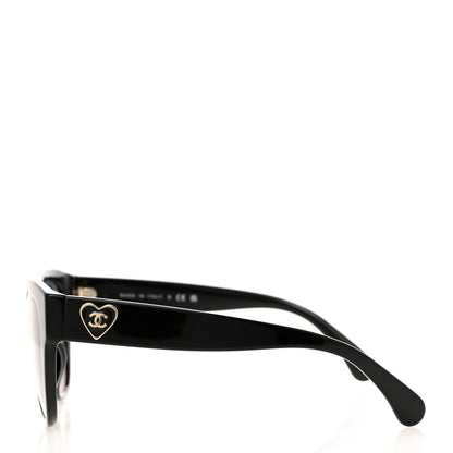 Chanel Acetate Enamel Heart Butterfly Sunglasses 5477-A Black 3 of 8